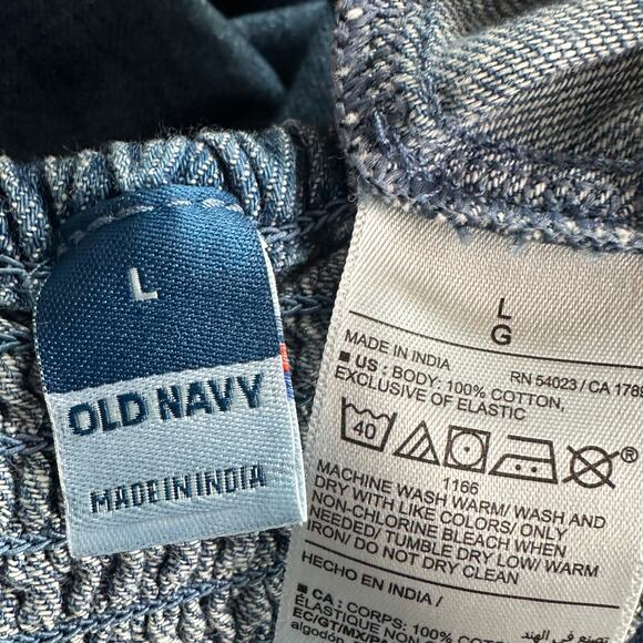 Old Navy Denim Romper Shorts Large Basque Waist Cami Bodice Festival Cowgirl EUC - Picture 9 of 10